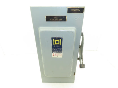 Square D H-223 Safety Disconnect Switch 100A 250VAC Fused 20HP