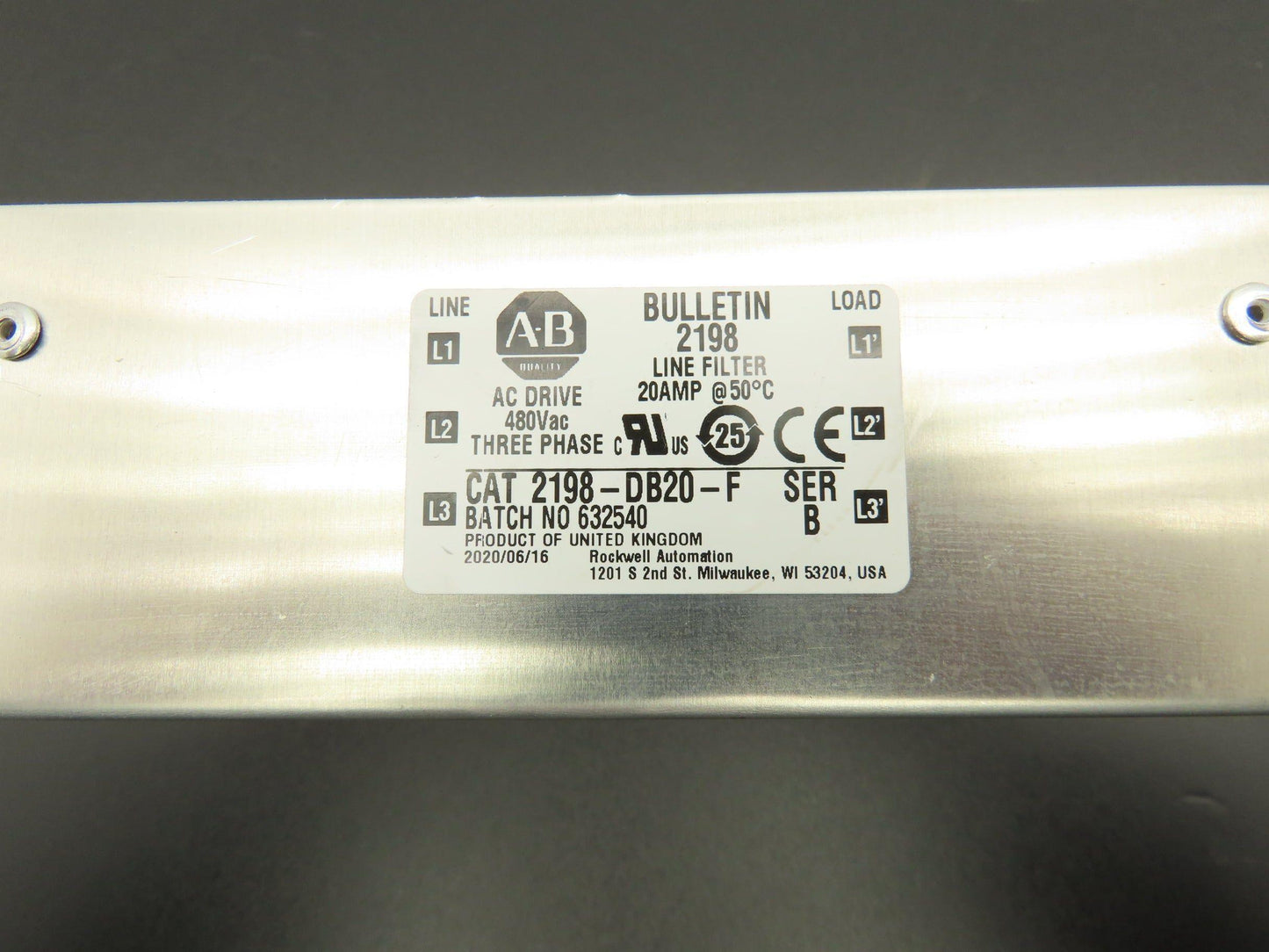 Allen Bradley 2198-DB20-F AC Drive Line Filter 20A 3Ph Ser B Bulletin 2198