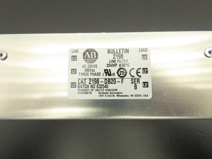 Allen Bradley 2198-DB20-F AC Drive Line Filter 20A 3Ph Ser B Bulletin 2198