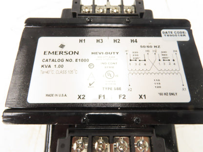 Emerson E1000 Step Down Power Transformer 1KVA 220-480V 1ph Pri 110-120V Sec
