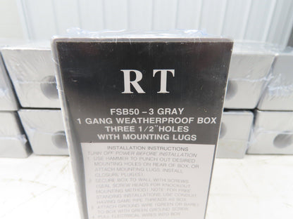 RT FSB50-3 Gray Weatherproof 1-Gang Rectangular Outlet Box  Lot of 20