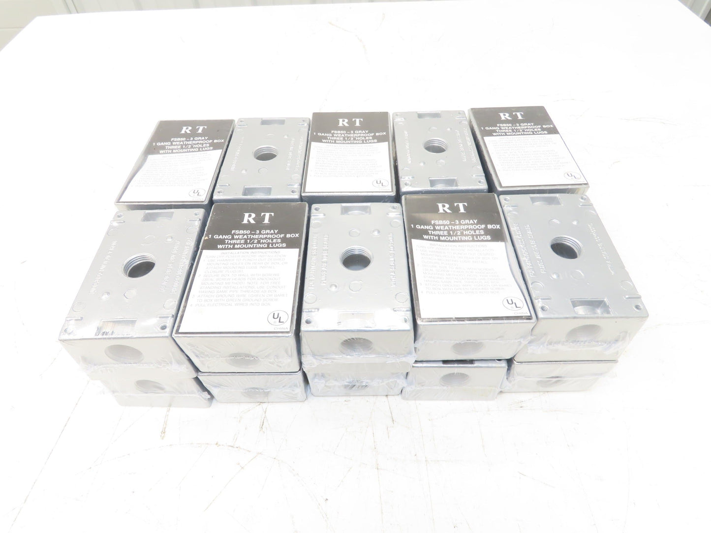 RT FSB50-3 Gray Weatherproof 1-Gang Rectangular Outlet Box  Lot of 20