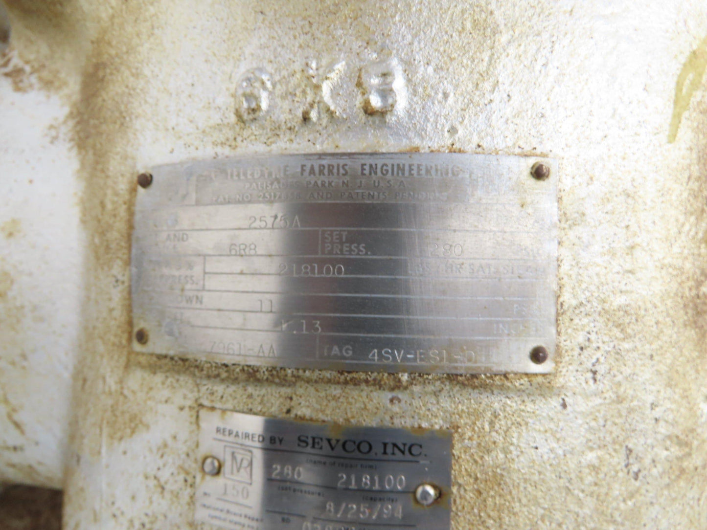 Teledyne Farris 4SV-ES1-D 2575A Safety Relief Valve 6"x 8" Flanged Spring Lever