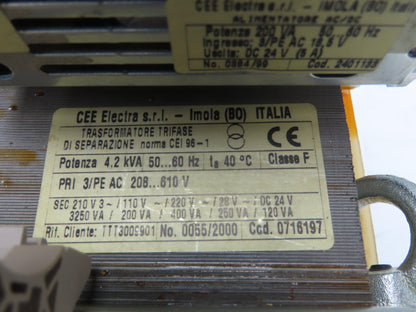 CEE Electra 0055/2000 Power Transformer 208-610VAC 3ph Primary Multi-Tap AC/DC