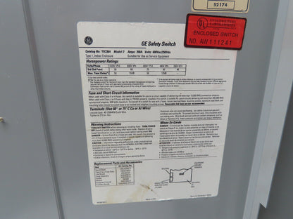 General Electric TH3364 Fusible Safety Disconnect Switch 200A 600V 3Ph 150Hp