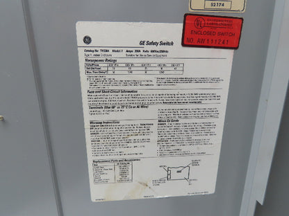 General Electric TH3364 Fusible Safety Disconnect Switch 200A 600V 3Ph 150Hp