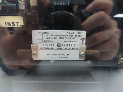 GE 12HFC11B1A Instantaneous Overcurrent Relay 50/60Hz 0.5-4.0 Amperes Lot of 3