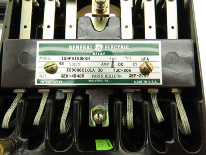 General Electric 12HFA153K4H Auxiliary Relay 48VDC Type HFA