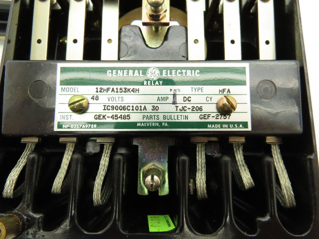 General Electric 12HFA153K4H Auxiliary Relay 48VDC Type HFA