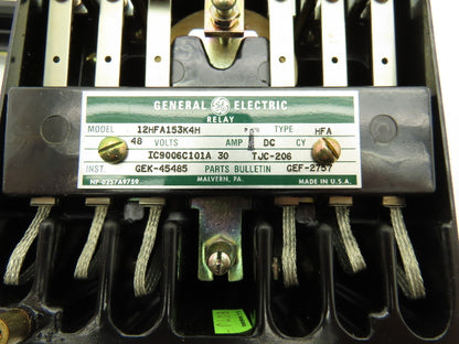 General Electric 12HFA153K4H Auxiliary Relay 48VDC Type HFA
