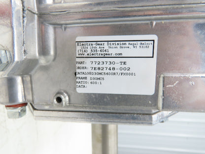 Electra Gear D30MC5600R7/FX0001 Double Reduction Gearbox 600:1 Ratio 2.9rpm 56C