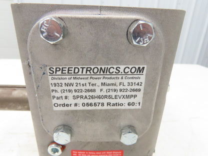 Electra Gear EL-HM-826-60 Speedtronics Gearbox 60:1 Ratio 29rpm 56C Hollow Shaft