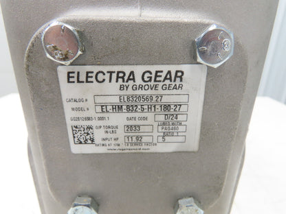 Electra Gear EL-HM-832-5-H1-180-27 Gearbox 5:1 Ratio 350rpm 180TC Hollow Shaft