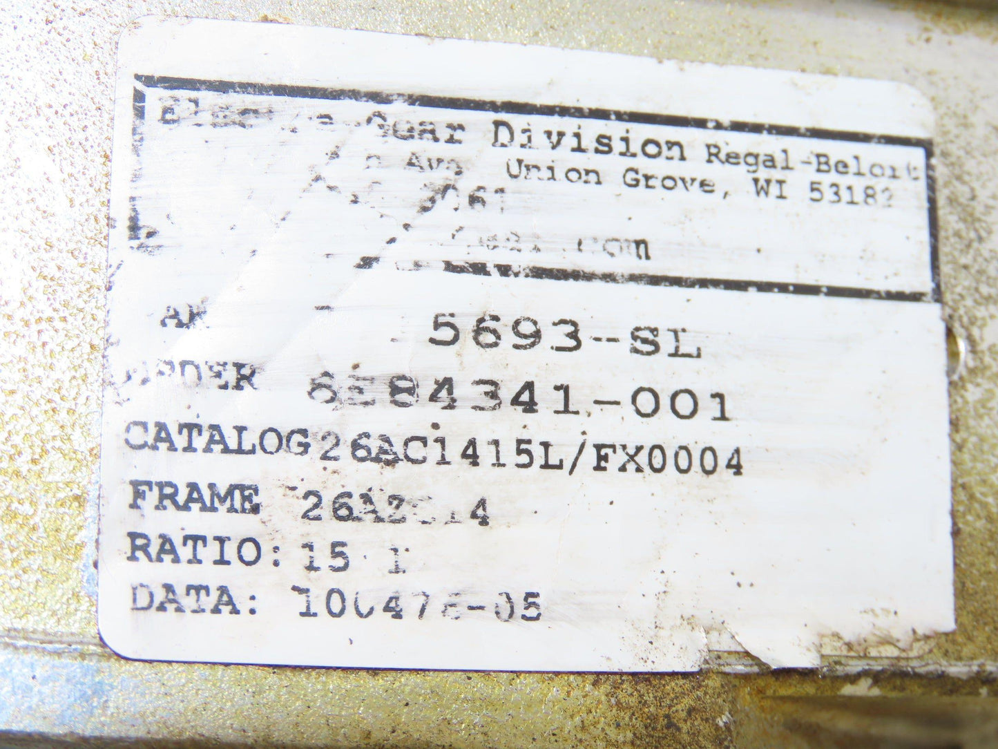 Electra Grove Gear 26AC1415L/FX0004 826 Gearbox 15:1 Ratio 116rpm 56C 140TC LH