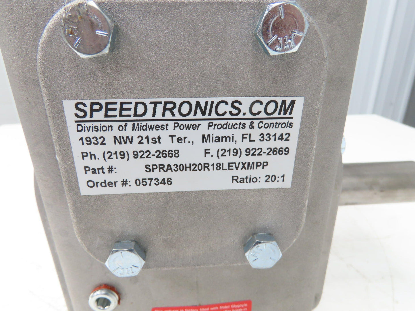 Electra Gear Speedtronics EL-HM-830-20-H1 Gearbox 20:1 Ratio 180TC Hollow Shaft