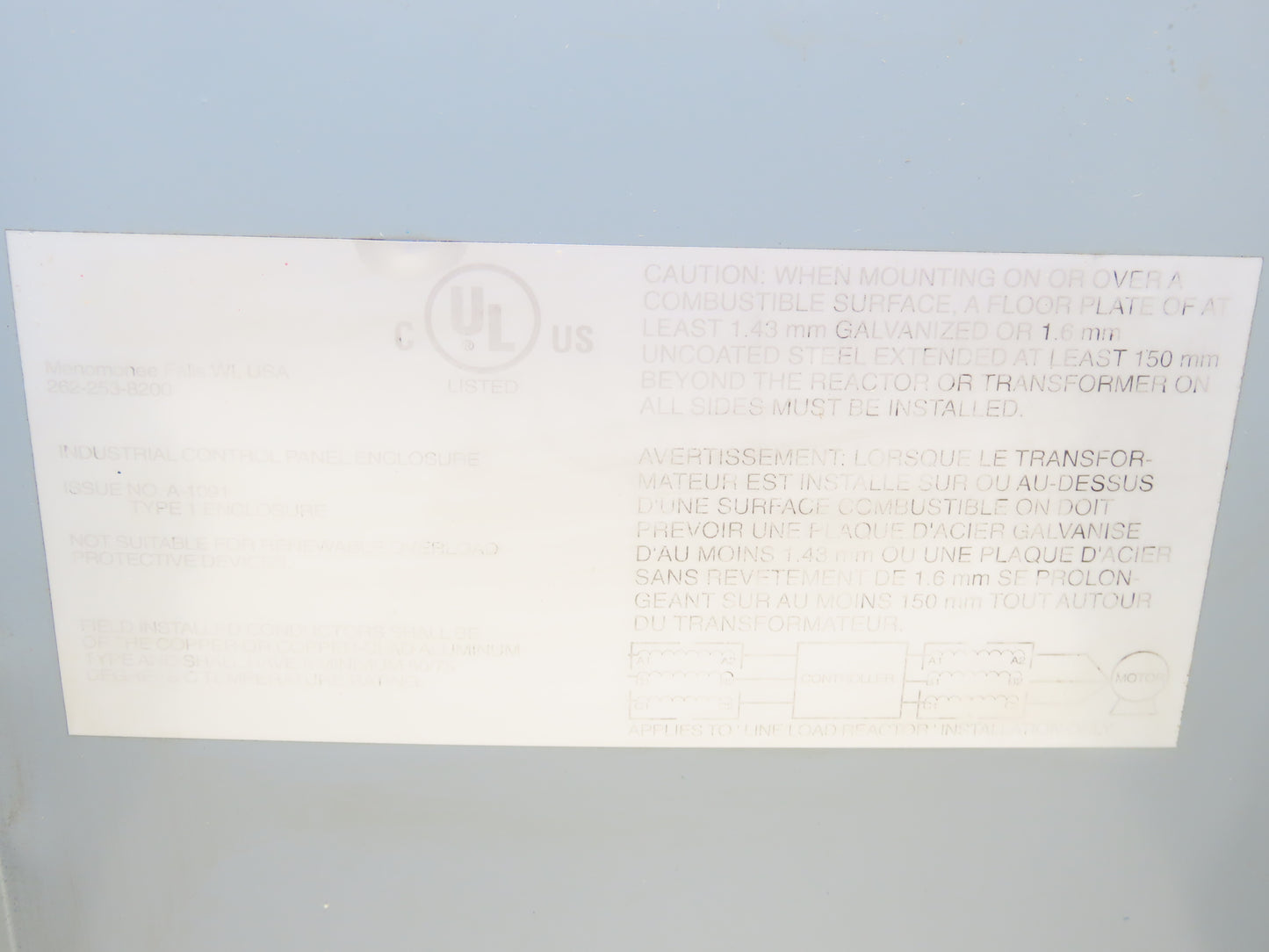 MTE RL-00812 Line Reactor 3.0mH 8A 600VAC 3PH Type 1 Enclosure