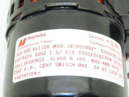 Magnetek JB1P078NV 660 Electric HVAC Fan Motor 1/15Hp 3430 RPM 230/460V 3PH