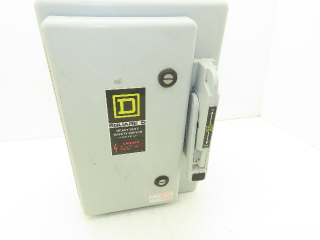 Square D HU-361-DF Safety Disconnect Switch 30A 600VAC 30HP 3Ph Non Fused