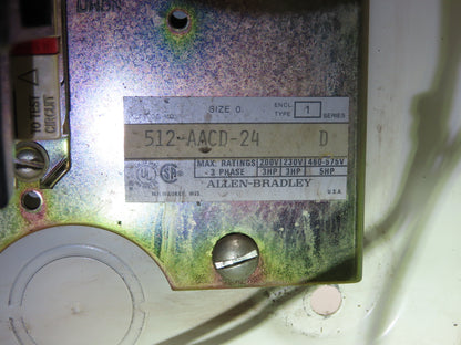 Allen Bradley 512-AACD-24 Combination Starter NEMA Size 0 Fusible 5HP 600V 3ph