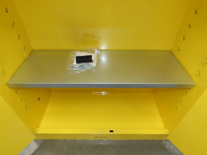 Uline H-1563M-Y Yellow Flammable Safety Cabinet Dual Door 30 Gallon Liquid