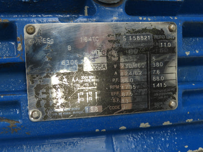 Elektrim Type ESG AC Motor 5Hp 1735 RPM 230/460V 3PH 182/184TC TEFC