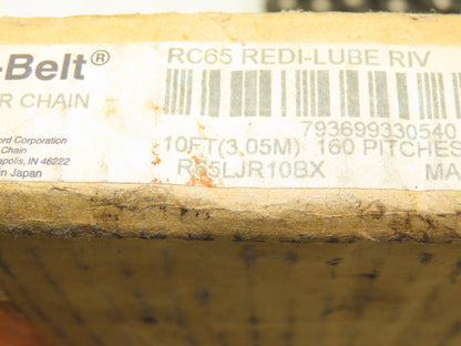 Link-Belt R65LJR10BX Redi-Lube Self Lubricating Roller Chain 3/4"Pitch 10'L