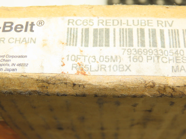 Link-Belt R65LJR10BX Redi-Lube Self Lubricating Roller Chain 3/4"Pitch 10'L