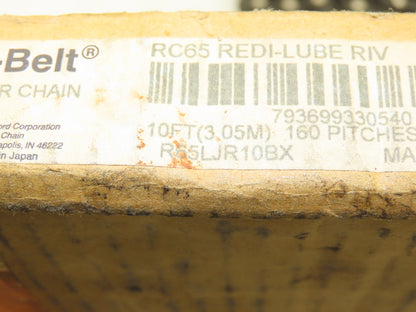Link-Belt R65LJR10BX Redi-Lube Self Lubricating Roller Chain 3/4"Pitch 10'L