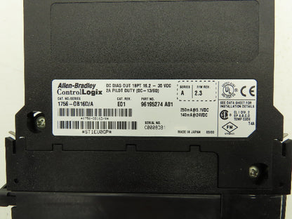Allen Bradley 1756-OB16D DC Diag Out 16Pt Ser A Cat Rev E01 F/W Rev 2.3