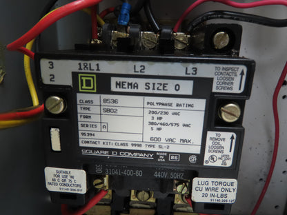 Square D 50061-514-01C Combination Starter Fusible 600V 3PH 5HP 480V Coil