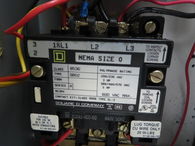 Square D 50061-514-01C Combination Starter Fusible 600V 3PH 5HP 480V Coil
