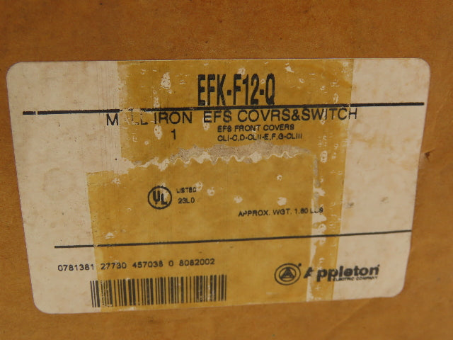 Appleton EFKF2Q Cover for EFS 1 & 2 Pole Explosion & Dust Ignition Proof Switch
