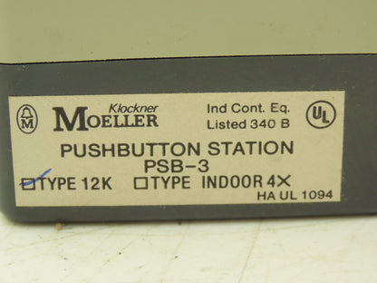 Moeller PSB-3 Pushbutton Station Open/Close/Emergency Stop