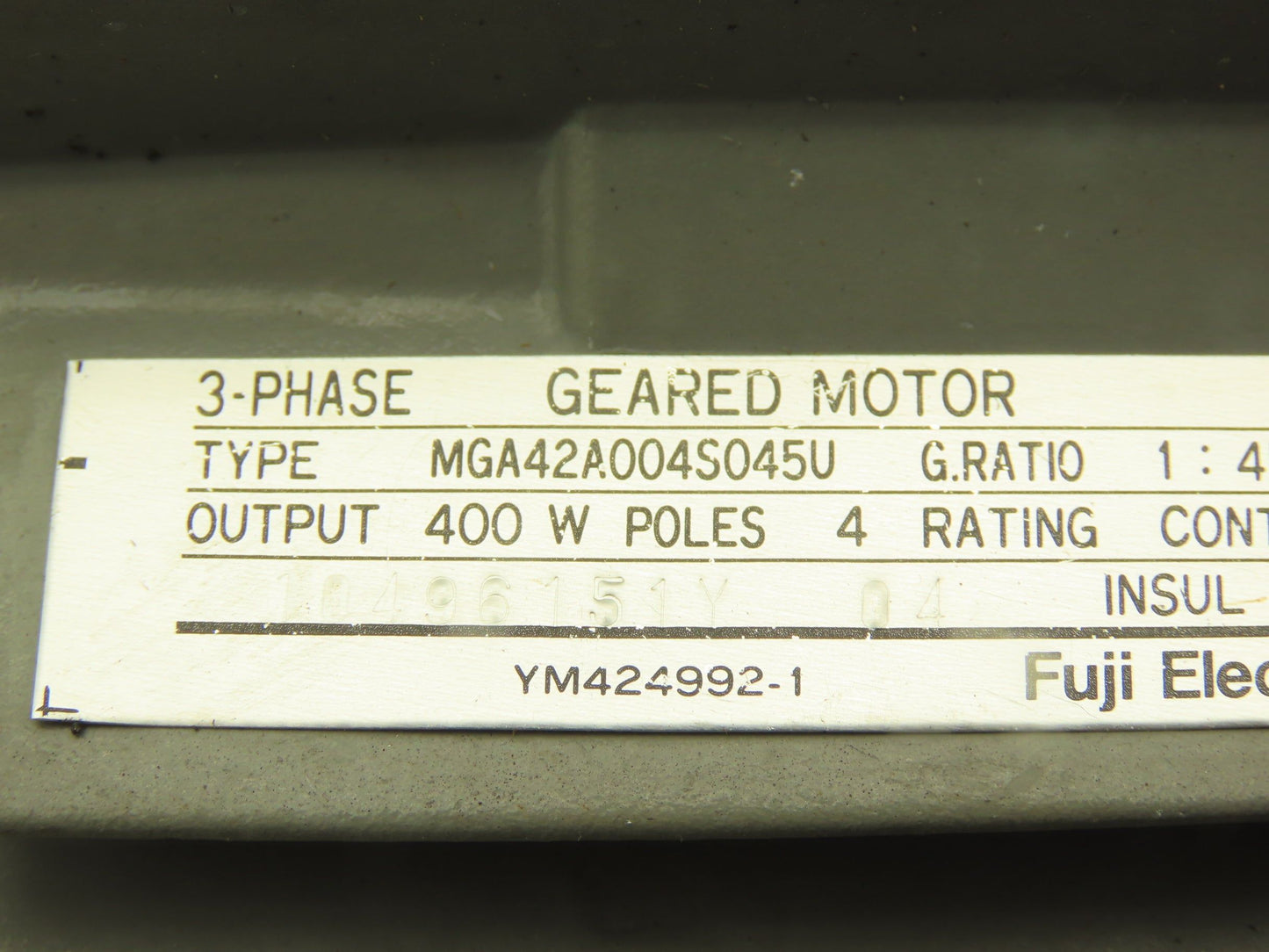 Fuji MGA42A004S045U Parallel Shaft Gearmotor 45:1 Ratio 40rpm 400W 220V 3PH 71M