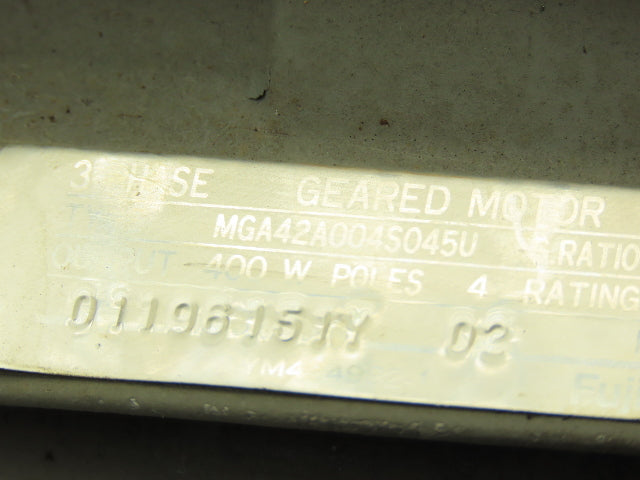 Fuji MGA42A004S045U Parallel Shaft Gearmotor 45:1 Ratio 40rpm 400W 220V 3PH 71M