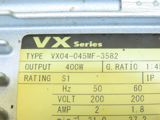 Fuji VX04-045MF-3582 Parallel Shaft Gearmotor 45:1 Ratio 40rpm 400W 220V 3PH 71M