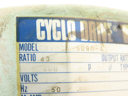 Sumitomo Cyclo-Drive CNVM05-5090-43 Inline Gearmotor 43:1 Ratio 40rpm 220V 3PH