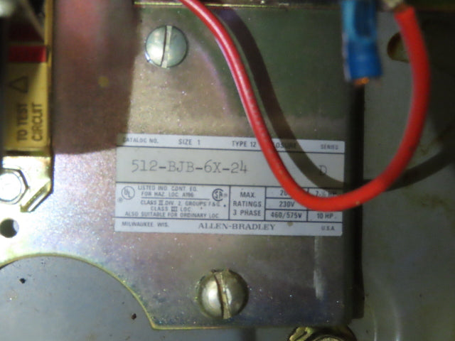 Allen-Bradley 512-BJB-6X-24 Combination Starter Fusible 600V 3PH 10HP 	120V Coil