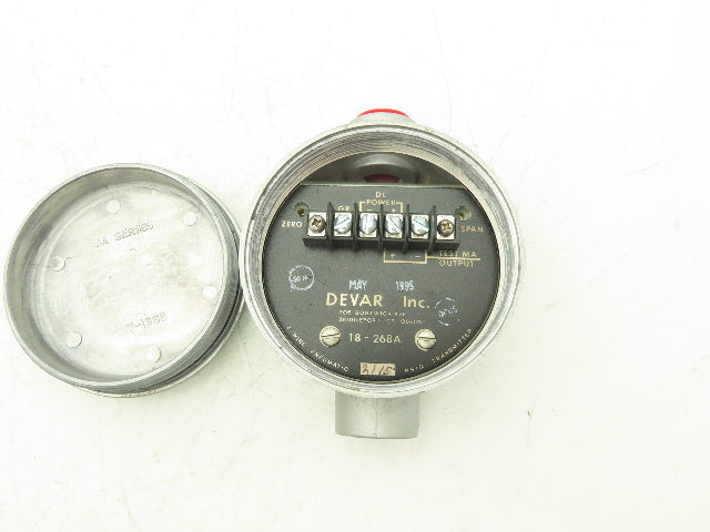 Devar 18-268A Pneumatic Air Pressure Transmitter 3/15psig 24vdc