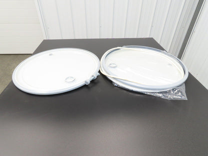 Uline H-1593 Replacement Steel Lid 55 Gallon Drum Bolt Ring Seal White Lot of 2