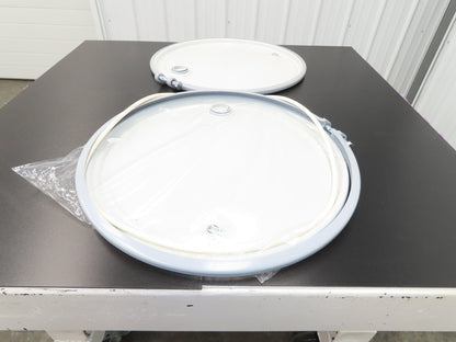 Uline H-1593 Replacement Steel Lid 55 Gallon Drum Bolt Ring Seal White Lot of 2