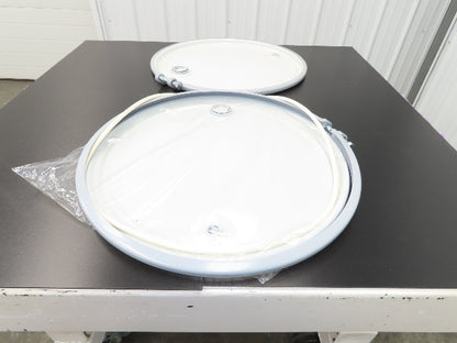 Uline H-1593 Replacement Steel Lid 55 Gallon Drum Bolt Ring Seal White Lot of 2