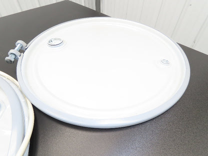 Uline H-1593 Replacement Steel Lid 55 Gallon Drum Bolt Ring Seal White Lot of 2