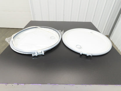 Uline H-1593 Replacement Steel Lid 55 Gallon Drum Bolt Ring Seal White Lot of 2