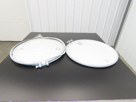 Uline H-1593 Replacement Steel Lid 55 Gallon Drum Bolt Ring Seal White Lot of 2