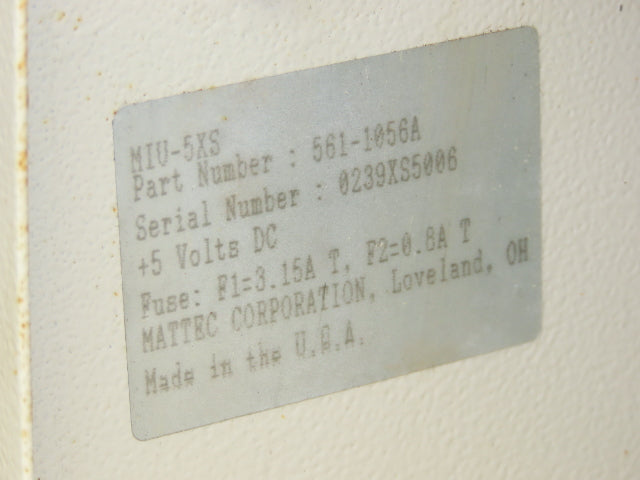 Mattec Corporation 561-1056A LCD Screen HMI Push Button Interface Operator Panel