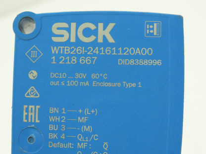 Sick WTB26I-24161120A00 Photoelectric Proximity Sensor 30-2000mm Sensing Range