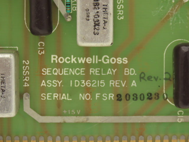 Rockwell-Goss 1D36215 Sequence Relay Board Card Rev A