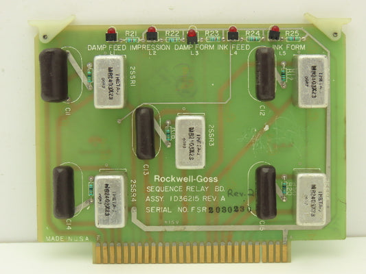 Rockwell-Goss 1D36215 Sequence Relay Board Card Rev A