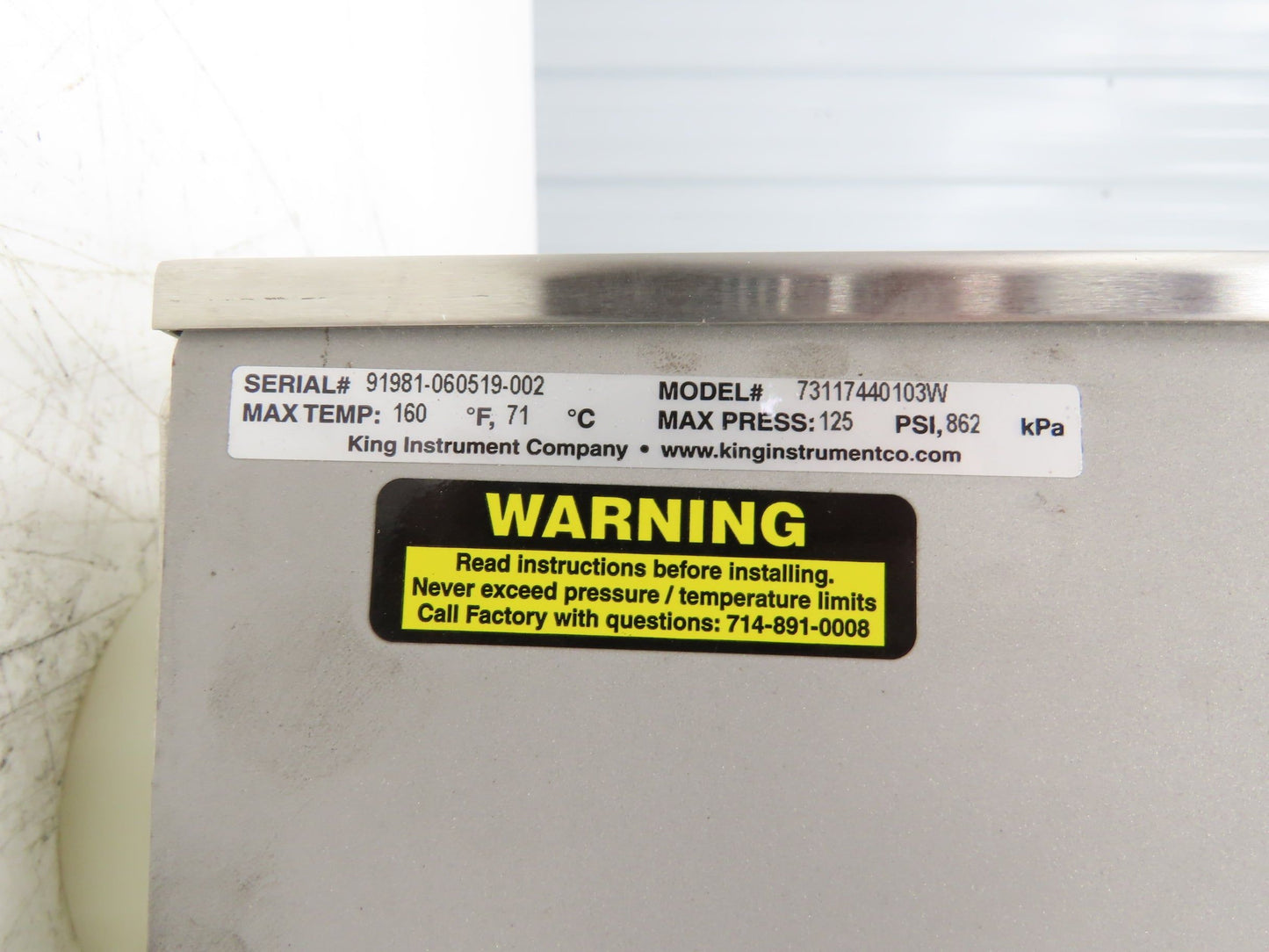 King Instruments 73117440103W Flow Meter 125psi Stainless 2" NPT 0-140gpm